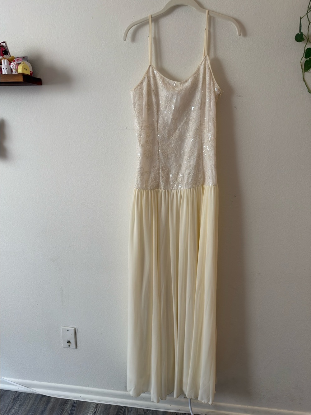 Ivory Sequin Bodice Spaghetti Strap Bridal Dress